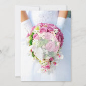 花嫁ホワイトレースフラワーブーケ結婚式招待状 招待状 (裏面)