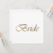 花嫁ホワイト金ゴールド台本エレガント書シック カード (正面/裏面インサイチュ)