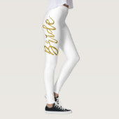 花嫁ホワイト&金ゴールドフォイルフェイクタイポグラフィヨガパンツ レギンス (右)