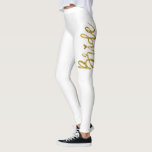 花嫁ホワイト&金ゴールドフォイルフェイクタイポグラフィヨガパンツ レギンス<br><div class="desc">花嫁ホワイト&金ゴールドフォイルフェイクタイポグラフィとハートヨガパンツ。新婦ヨガパンツは新婚旅行に最適。</div>