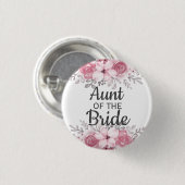 花嫁ボタンのピンクの花の叔母 缶バッジ (正面&裏面)