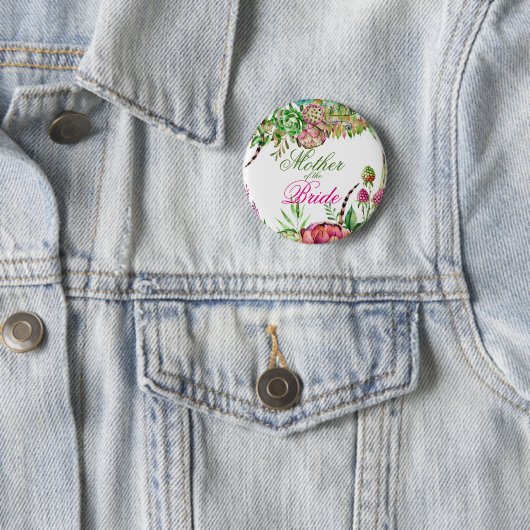 花嫁ボタンの母なる美しい多肉植物 缶バッジ (インサイチュ)