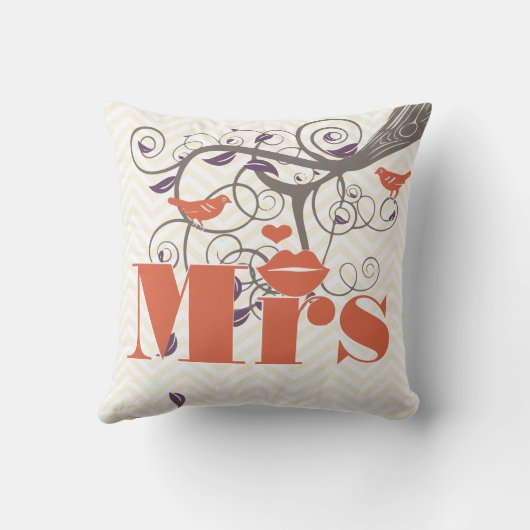 花嫁ミセス・リップルパープルコーラルグレージグザグジグザグフローラ クッション (裏面)