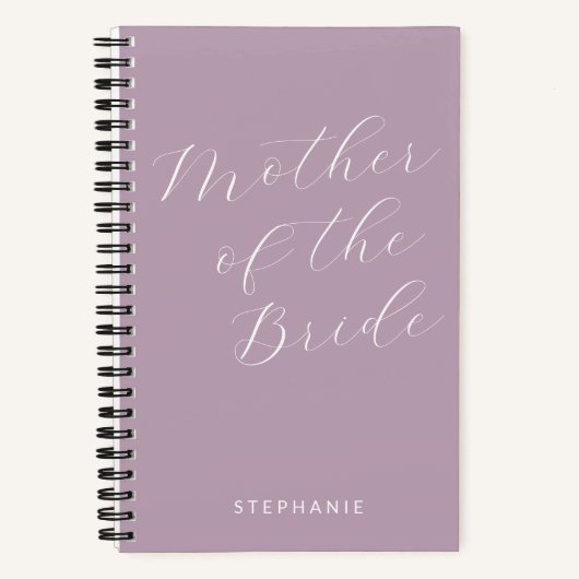 花嫁ミニマリストの母パーソナライズされた薄紫 ノートブック (正面)