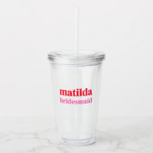 花嫁ミニマルの赤とピンクのバチェロレッテ アクリルタンブラー (正面)