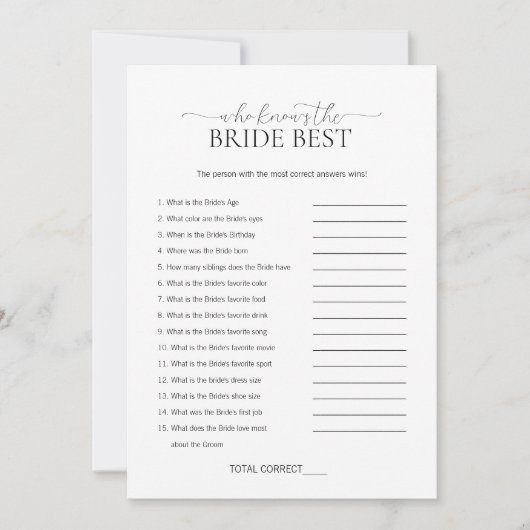 花嫁ミニマルブライダルシャワーゲーム 招待状 (正面)