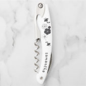 花嫁メイド名アート日付フローラ白 ソムリエナイフ (正面)