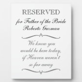 花嫁メモリアルの父のために予約 フォトプラーク (正面)