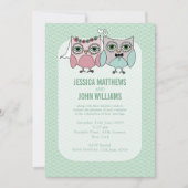 花嫁モダンと花婿フクロウのカップルの結婚式の招待 招待状 (正面)