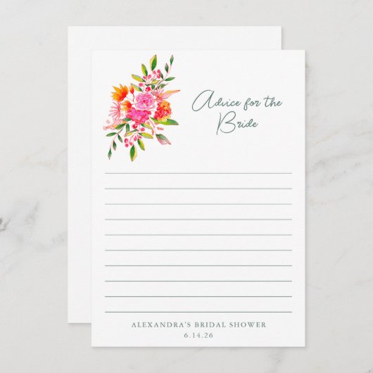 花嫁モダンのためのピンクオレンジフローラアドバイス (正面/裏面)