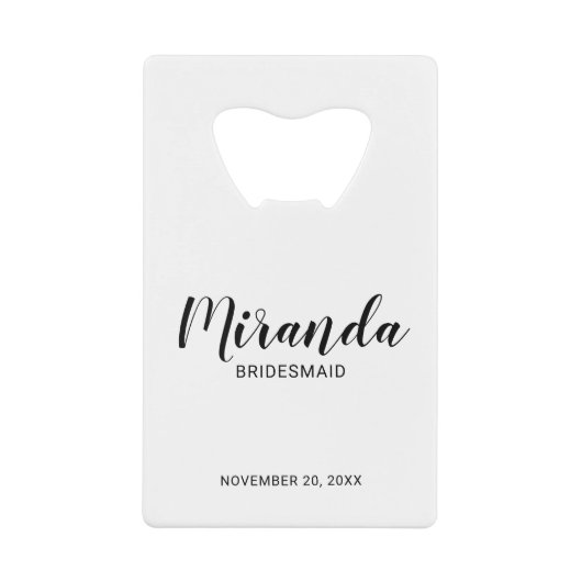 花嫁モダンの仕パーソナライズされた組み クレジットカード栓抜き (正面)