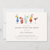 花嫁モダンシャワー付き水彩カクテル 招待状 (正面)