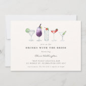 花嫁モダン水彩カクテルを使ったドリンク 招待状 (正面)