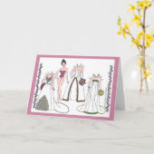 花嫁モダンIII紙人形あいさつ空白のきカード カード (黄色い花)