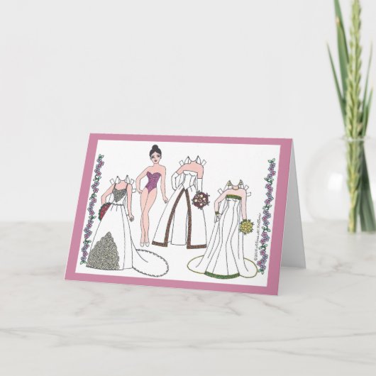 花嫁モダンIII紙人形あいさつ空白のきカード カード (正面)