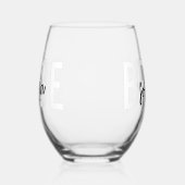 花嫁モノグラム署名スクリプト ステムなしワイングラス (左)