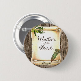 花嫁ユニークの母スクロール&フェザーペン 缶バッジ