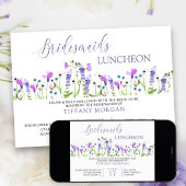 花嫁ランチョンパープルかわいらしワイルドフラワー 招待状