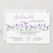花嫁ランチョンパープルかわいらしワイルドフラワー 招待状 (正面)