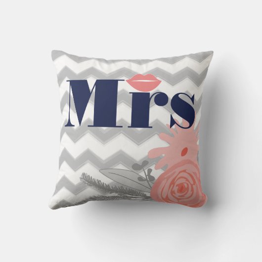 花嫁リップネイビーコーラルグレージグザグジグザグフローラ クッション (裏面)