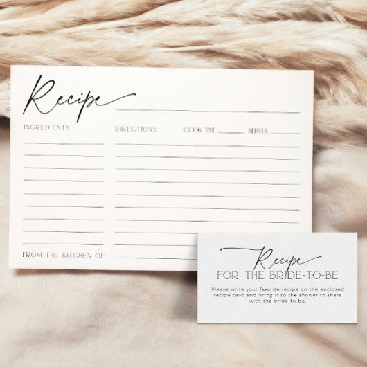 花嫁レシピ用のブライダルシャワーカーミニマルド 招待状