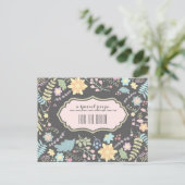 花嫁レシピ。モダンフローラ結婚カード ポストカード (スタンド正面)