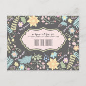 花嫁レシピ。モダンフローラ結婚カード ポストカード (正面)