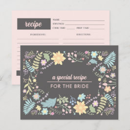 花嫁レシピ。モダンフローラ結婚カード ポストカード
