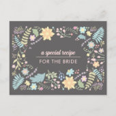 花嫁レシピ。モダンフローラ結婚カード ポストカード (正面)