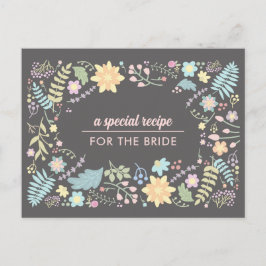 花嫁レシピ。モダンフローラ結婚カード ポストカード