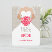 花嫁レッドブーケのグラフィックブライダルシャワー招待状 招待状 (スタンド正面)