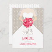 花嫁レッドローゼブーケブライダルシャワー招待状 招待状 (正面/裏面)