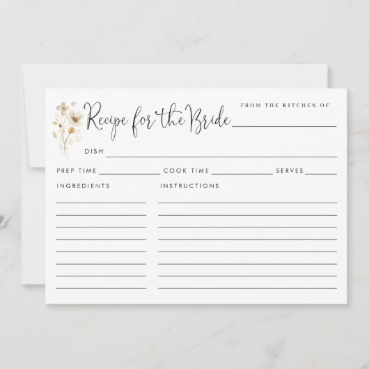 花嫁ワイルドフラワーのシックなレシピフローラカード 招待状 (正面)