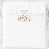 花嫁ワイルドフラワーヴィンテージウェディングステッカー スクエアシール (バッグ)