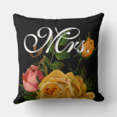 花嫁ヴィンテージフローライエローアンドピンクハイロームバラ クッション (裏面)