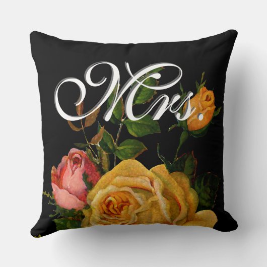 花嫁ヴィンテージフローライエローアンドピンクハイロームバラ クッション (裏面)