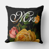 花嫁ヴィンテージフローライエローアンドピンクハイロームバラ クッション (正面)