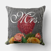 花嫁ヴィンテージフローラレッドヘイルームバラ クッション (正面)