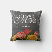 花嫁ヴィンテージフローラレッドヘイルームバラ クッション (正面)