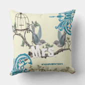 花嫁ヴィンテージラブバードバードケージ枕 クッション (裏面)