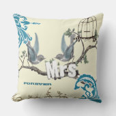 花嫁ヴィンテージラブバードバードケージ枕 クッション (正面)