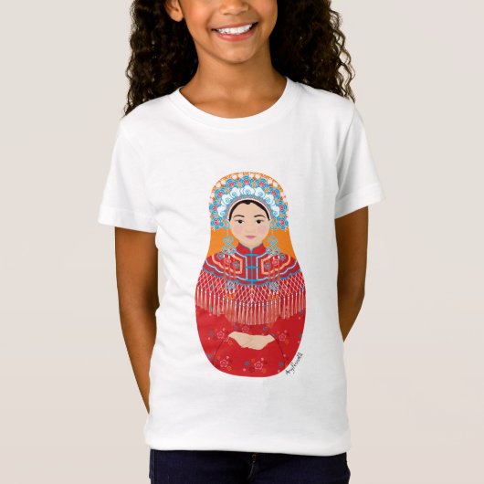 花嫁中国のマトリヨシュカガールズ Tシャツ (正面)