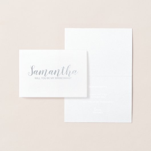 花嫁介添人の提案 | シルバーパーソナライズされたの名前 箔カード (ディスプレー)