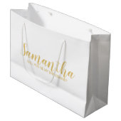 花嫁介添人の提案 |スクリプトモダン金ゴールド ラージペーパーバッグ (正面アングル)