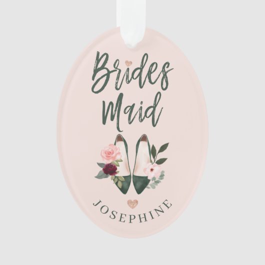 花嫁介添人への贈与 |名前とメッセージのハイヒール オーナメント (正面)
