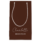 花嫁介添人 |ミニマリストスクリプトブラウン スモールペーパーバッグ (正面)