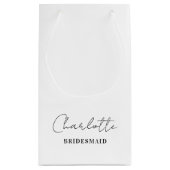 花嫁介添人 |ミニマリストスクリプトホワイト スモールペーパーバッグ (裏面)