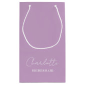 花嫁介添人 |ミニマリストスクリプト薄紫紫 スモールペーパーバッグ (裏面)