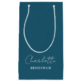 花嫁介添人 |ミニマルなスクリプトカヌブルー スモールペーパーバッグ (正面)