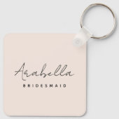 花嫁介添人 |ミニマルモダンリストスクリプト赤面ピンク キーホルダー (裏面)